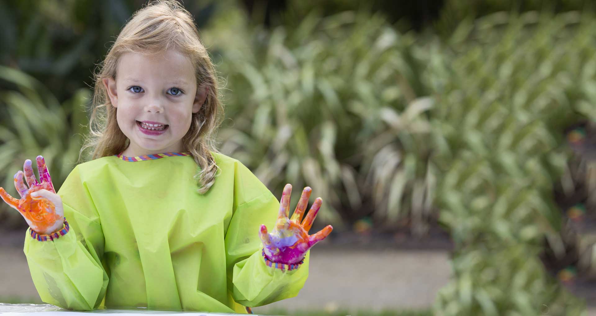 Child with painted hands